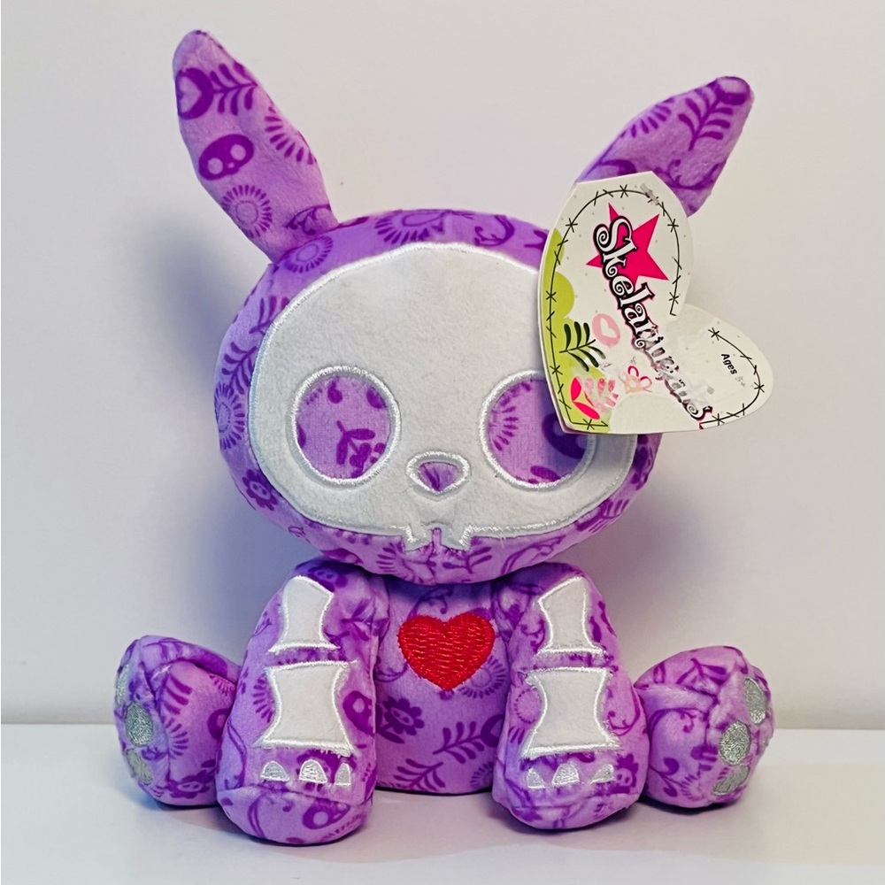 RARE Skelanimals JACK The RABBIT Purple Lavender Floral Pattern Plush NEW